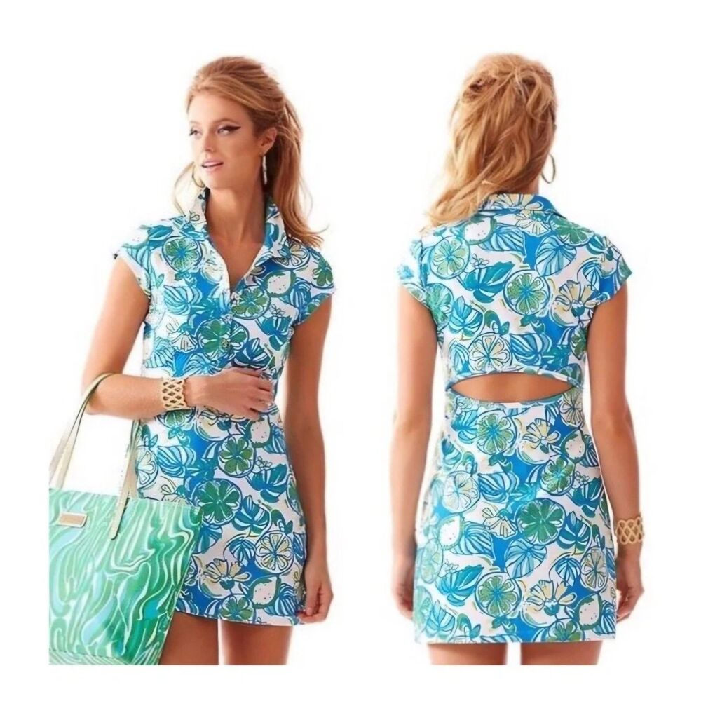 Lilly Pulitzer Rayna Cut Out Back Knit Pique Polo Dress Sweet and Sour Medium - Picture 1 of 3
